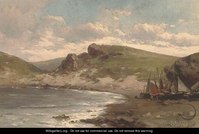 Fishing vessels on the shore - Hermanus Jr. Koekkoek