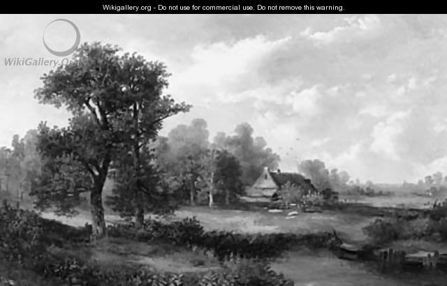 A cottage in a summer landscape - Hermanus Jan Hendrik Rijkelijkhuysen