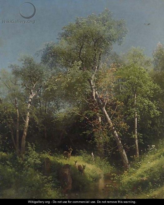 Deer in the Wild Woods - Herman Herzog