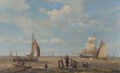 Shipping in a breeze with figures in the foreground - Hermanus Koekkoek