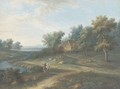 An extensive landscape with two figures by a stream - Johann Christoph Dietzsch