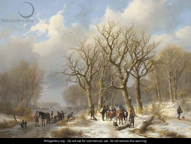 A winter woodland landscape - Johann Bernard Klombeck