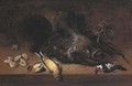 A hunting still life with a boar's head - Johann Adalbert Angermayer