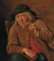 A peasant smoking in an interior - Johann-Heinrich Keller