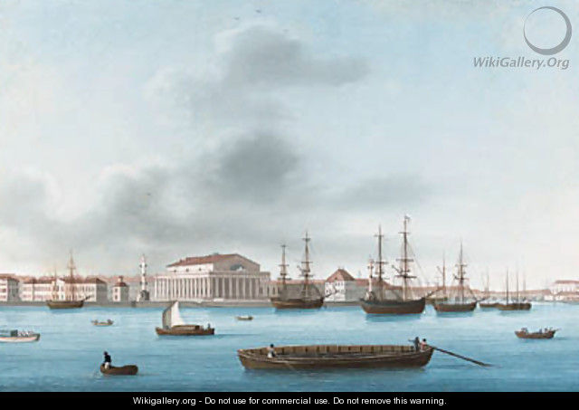 View of the Bourse across the Neva - Johann Wilhelm Gottfried Barth
