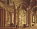 The interior of a Gothic Cathedral with elegant figures - Johann Ludwig Ernst Morgenstern