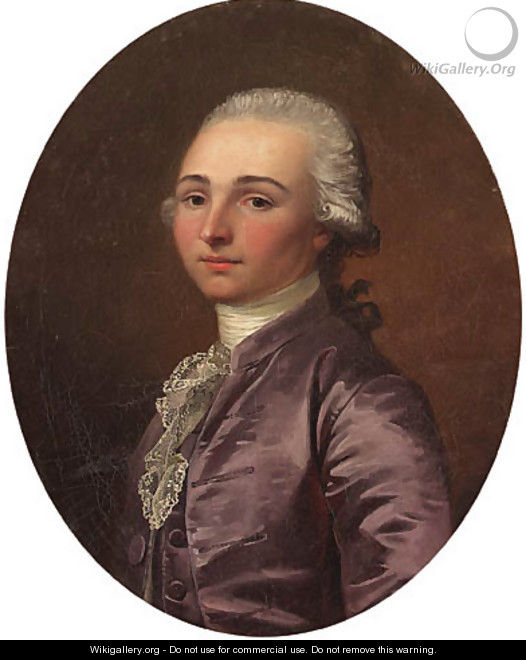 Portrait of a Gentleman, half-length, in a lilac-coloured coat - Jean-Laurent Mosnier