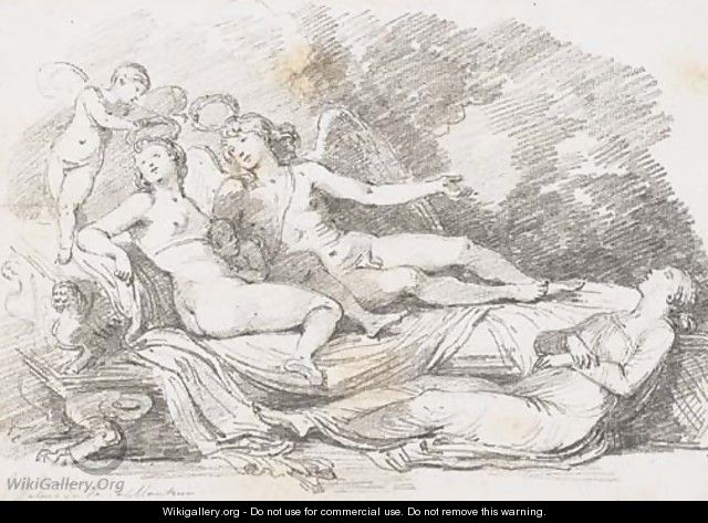 Cupid and Psyche, after Giulio Romano - Jean-Honore Fragonard