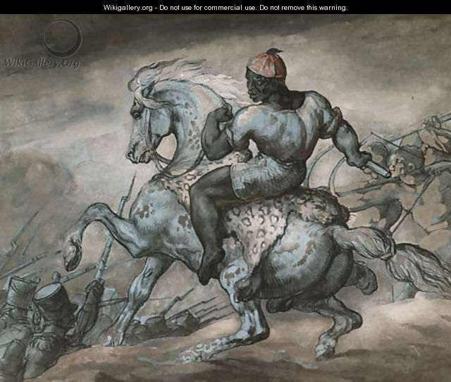 Episode de la Guerre Coloniale Noir sur un cheval cabre - Theodore Gericault
