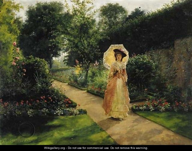A Garden Stroll - Jennie Augusta Brownscombe