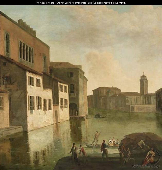 Venice, a view of the Fondaco dei Turchi, the canal of the Canareggio with the church and campanile of San Geremia in the distance - Johann Richter