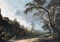 Tobias and the Angel in an extensive wooded, mountainous landscape - Joachim Govertsz. Camphuysen