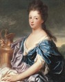 Portrait of a lady, said to be the Marquise d'Epinay as Hebe, half-length, in a blue dress, holding an urn - Jean-Baptiste Santerre