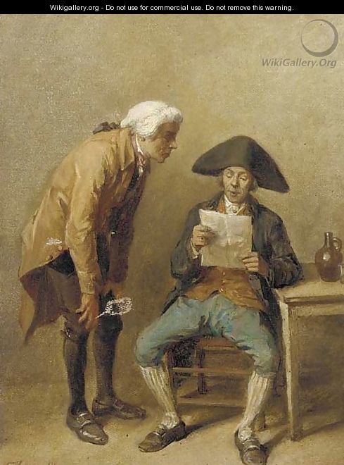 Two gentlemen reading a letter - Jean-Baptiste Madou
