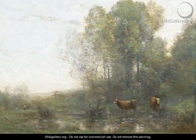 Vaches au marais, le matin - Jean-Baptiste-Camille Corot