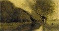 Pres Gisors Saulaie et riviere, effet du matin - Jean-Baptiste-Camille Corot