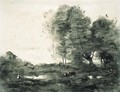 An extensive wooded landscape with cows - Jean-Baptiste-Camille Corot