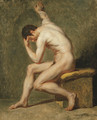 A seated male nude in contrapposto - Jean-Germain Drouais