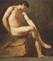 A seated male nude - Jean-Germain Drouais