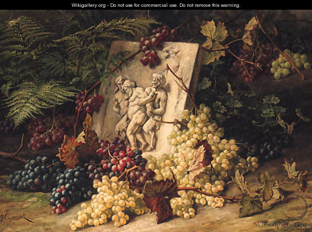 A stone Relief depicting the drunken Silenus amidst Grapes - Jean Capeinick