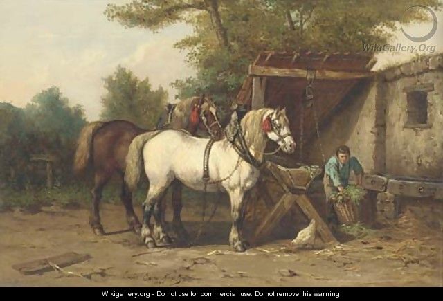 Feeding the horses - Jean Louis van Kuyck