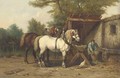 Feeding the horses - Jean Louis van Kuyck