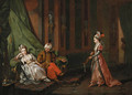 Harem court scenes A woman playing a citar - Hugues Taraval