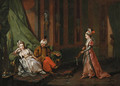 Harem court scenes A woman playing a citar - Hugues Taraval