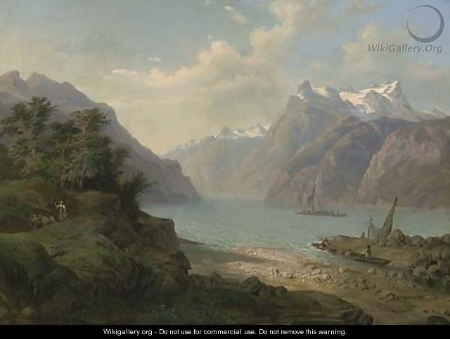 Traders on an Alpine lake - Francois Roffiaen
