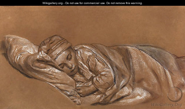 A sleeping child - Jean Augustin Franquelin