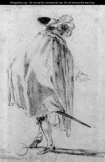 A cloaked man seen from behind - Jean-Baptiste Pillement