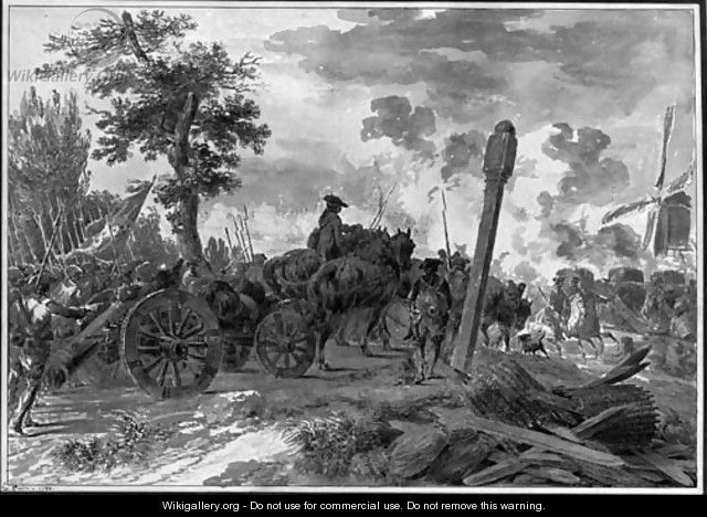 French artillery approaching a besieged town in the Low Countries - Jean-Baptiste Le Paon
