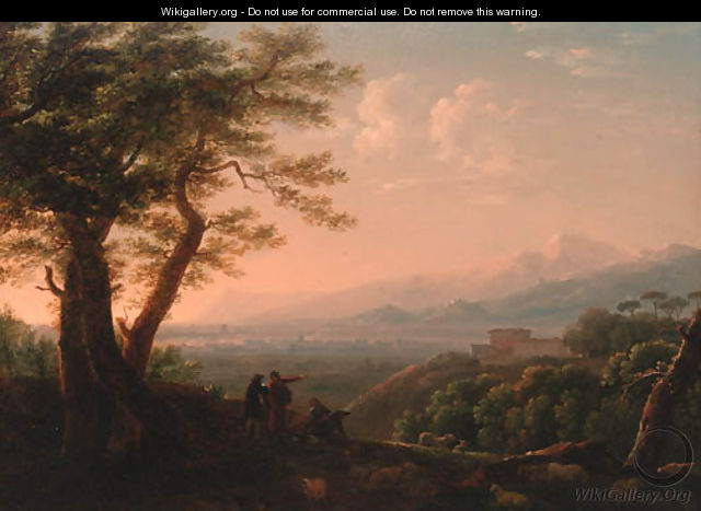 Artists conversing in an extensive Italianate landscape - Jean-Baptiste Lallemand