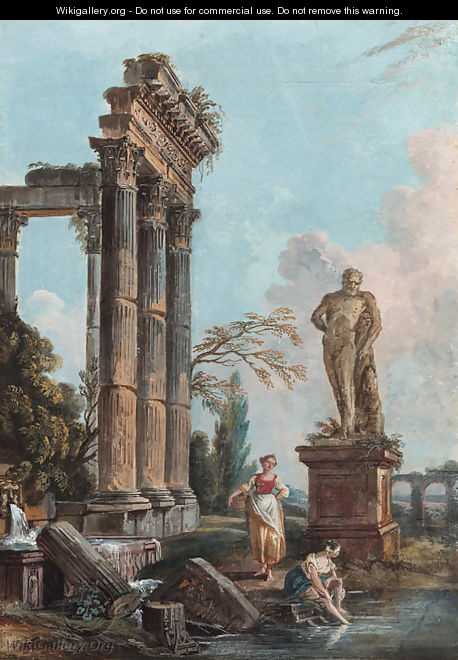 A capriccio with the Temple of Concord and the Farnese Hercules - Jean-Baptiste Lallemand