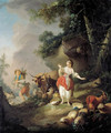 Les oeufs casses A shepherdess startled by a drover and his cattle in a pastoral landscape - Jean-Baptiste Huet