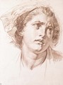 The head of a woman looking up to the right - Jean Baptiste Greuze