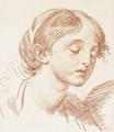 Head of a girl looking down, in three-quarter profile to the right - Jean Baptiste Greuze