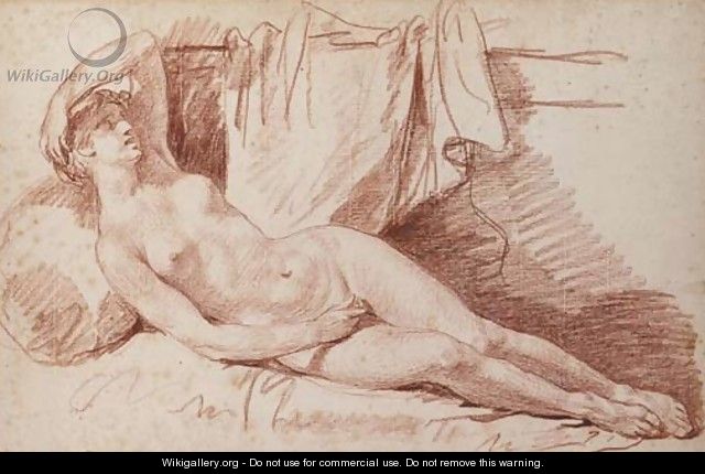 A reclining female nude - Jean Baptiste Greuze