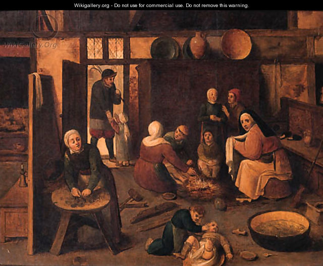 A peasant family in a barn - Jan van Amstel