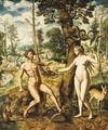 The Temptation, with the Rebuke and the Expulsion from the Garden of Eden beyond - Jan Swart van groningen