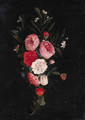 A swag of roses, carnations and other flowers - a fragment - Jan van Kessel