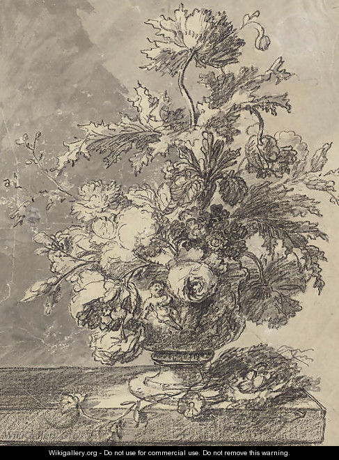 A bouquet of flowers in a terracotta vase - Jan Van Huysum