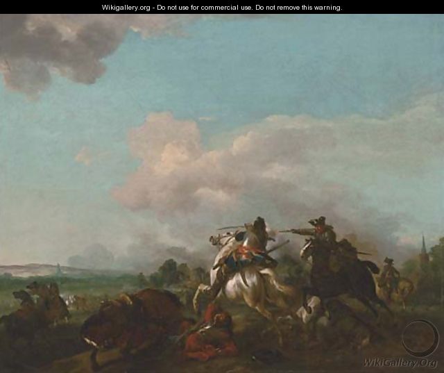 A cavalry skirmish - Jan von Huchtenburgh