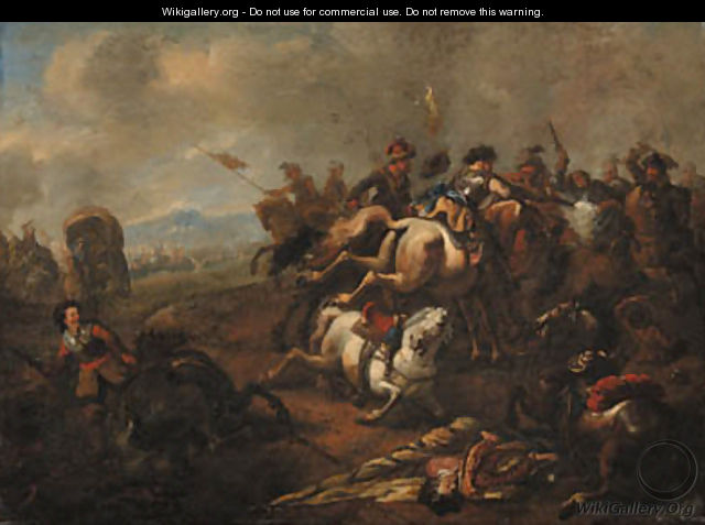 A cavalry battle between Christians and Turks - Jan von Huchtenburgh