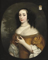 Portrait of Isabella Bellasis (died 1676), half-length, in a yellow dress and lace chemise, a landscape beyond, in a painted oval - Fredericus Jacobus Van Rossum Chattel