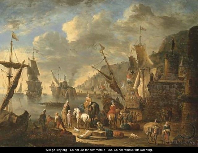 Oriental merchants in an imaginary Mediterranean port - Jan Baptist van der Meiren