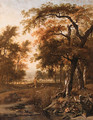 A wooded Landscape with Huntsmen resting by a path - Jan Wynants