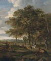 A landscape with a hawking party and hare coursing - Jan Wynants