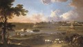 View Of Sprotborough Hall, Near Doncaster, Yorkshire, With Cattle And Herdsman On The Banks Of The River Don Before - Jan Wyck