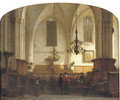 In de Buurkerk te Utrecht a service in a sunlit church - Jan Jacob Schenkel